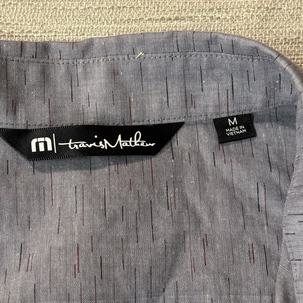 Travis Mathew Blue Short Sleeve Button Down Shirt Medium‎ Cotton Blend - Picture 4 of 8